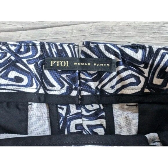 New PT Torino PT01 Woman Pants Midnight Blue Geometric Sz 40 NWT - Picture 4 of 11